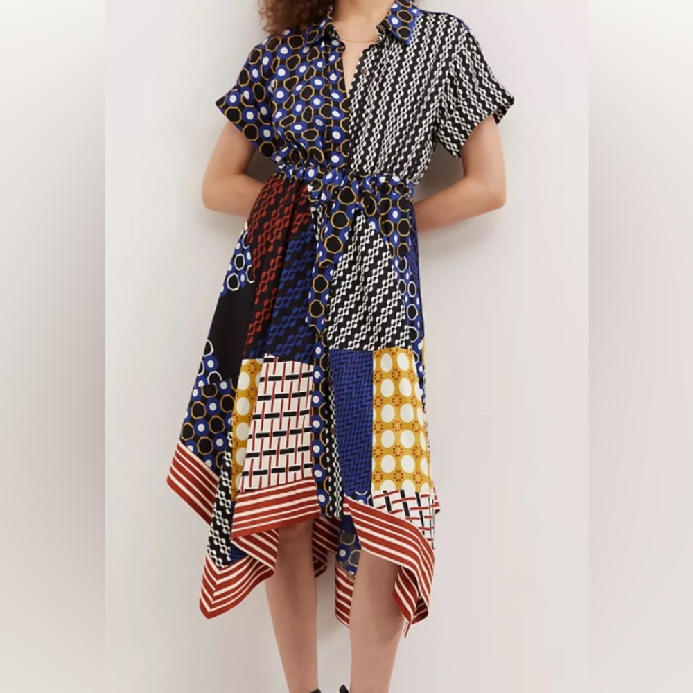 Anthropologie Maeve Midi Shirtdress w/Handkerchief Hem Size XSP